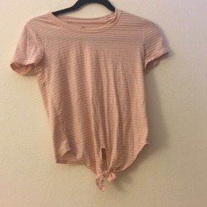 Striped Tie Front T-Shirt